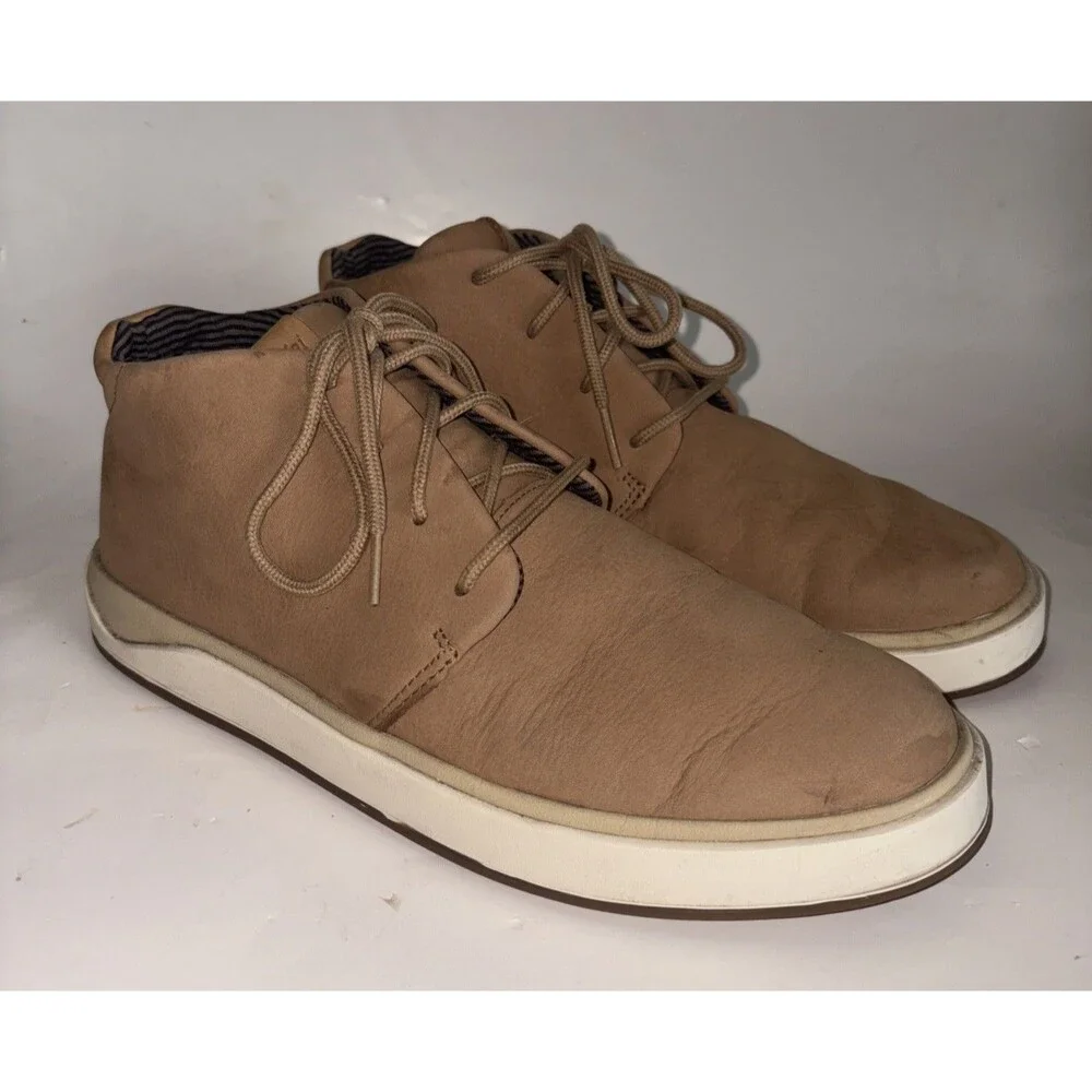Mens OluKai Papaku 'Ili Tan Nubuck Leather Chukka Waterproof Boots US9.5 EU42.5